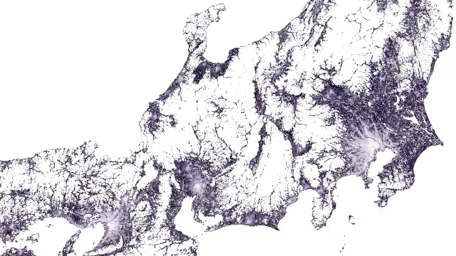 昼間人口メッシュに基づくヒートマップ画像