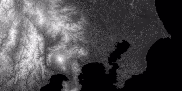 グレースケールのピクセルで表したメッシュデータ